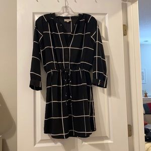 Black and White Checkered Drawstring Dress